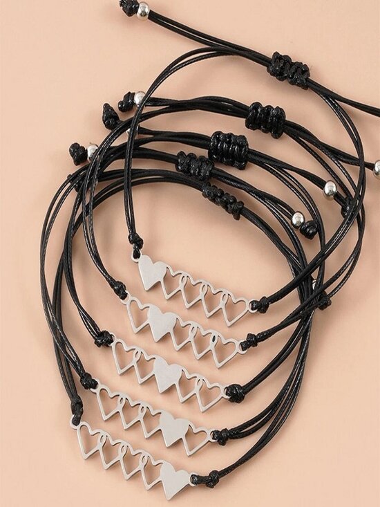 Easilyshop Jewelry - Sisters Heart Bracelet Set Friendship Wish Bracelet Adjustable Cord Gift